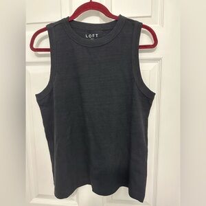 LOFT Charcoal Ribbed Knit Top